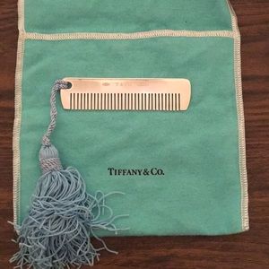 Tiffany & Co. Silver baby comb with blue tassel